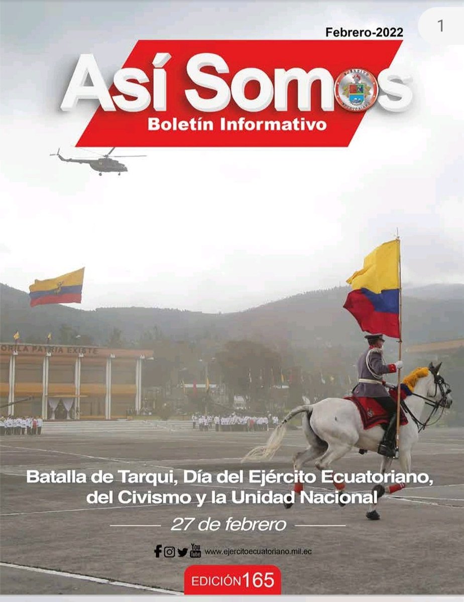 EjercitoECU's tweet photo. Entérese de las principales actividades realizadas por nuestros soldados en su Boletín Informativo 📰 Así Somos N.° 165.
➡️https://t.co/bwRK4WCr3y
@ISSFA_ECUADOR
@FFAAECUADOR
@DefensaEc
#OrgulloDefensa
#EjércitoECU
#BatallaDeTarqui https://t.co/aBrsn3uBOA