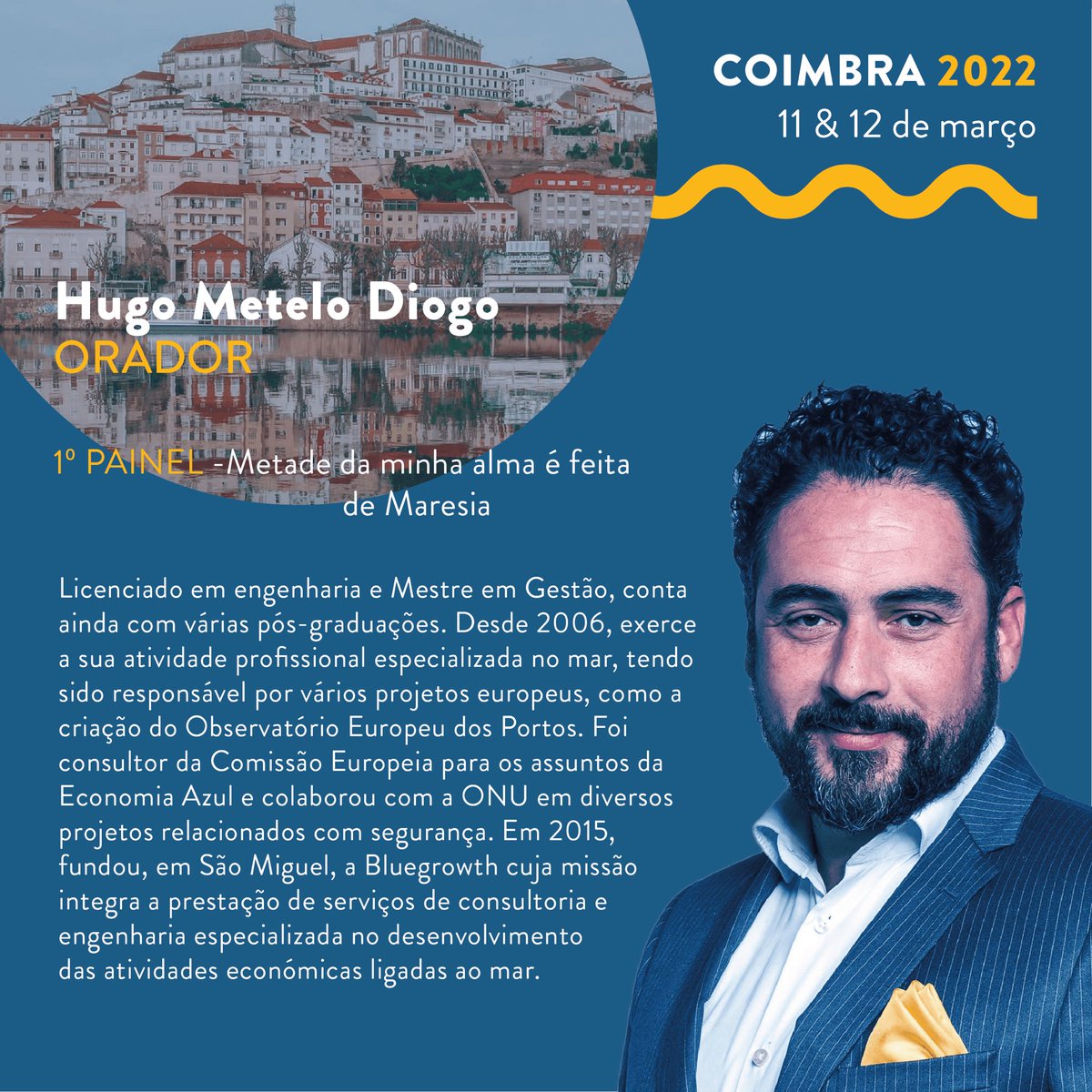 🌊 Hugo Diogo já foi consultor da Comissão Europeia e já trabalhou com a ONU, em projetos relacionados com o mar.

🔵 Vem ouvir o porquê de investir (e voltar) aos Açores.

📆 Nos dias 11 e 12 de março, vem ter connosco a Coimbra! 
bit.ly/inscricao_eneaz