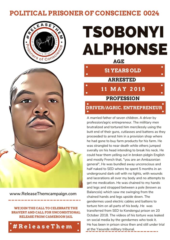 PascalNdong4's tweet photo. Prisoner of Conscience 0024. Tsobonyi Alphonse. #ReleaseThem https://t.co/h8CDMhIWXy