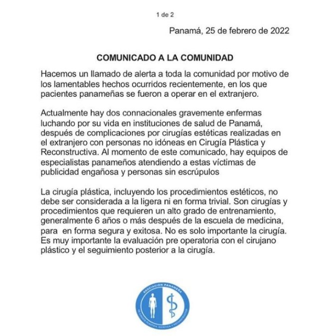 Dos mujeres en estado delicado por cirugías estéticas bajo malas prácticas en el extranjero. Son procedimientos delicados, su vida está en riesgo.