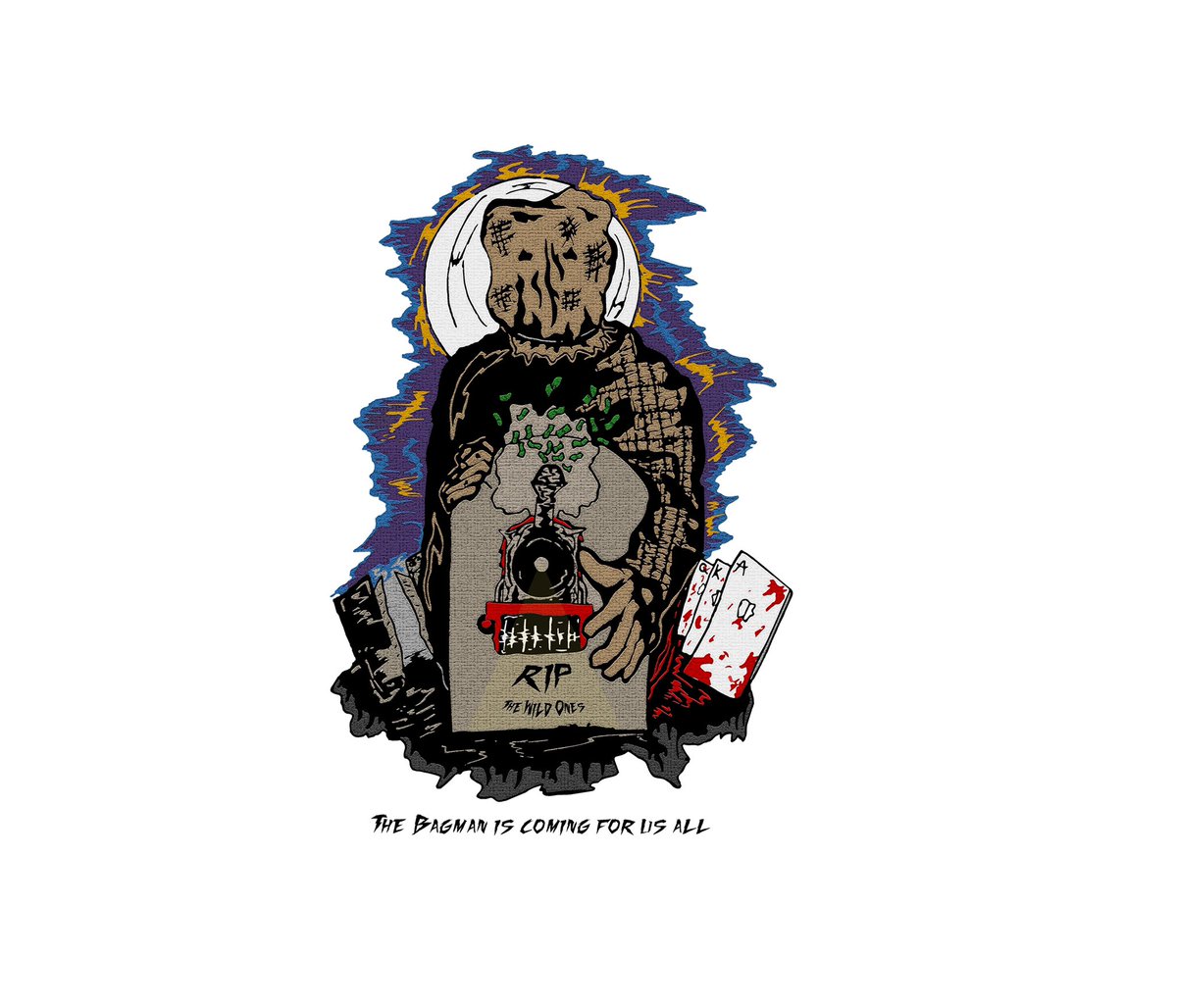maesthekid's tweet photo. I am excited to show my submission for @TheWildBunchNFT art contest! This is my representation of bagman (Wild one #2465). I created this with acrylic markers and then digitized it with some editing  for the final product. Hope you all enjoy and keep your Wild one’s close!🤟 https://t.co/nCNoUHH8IG