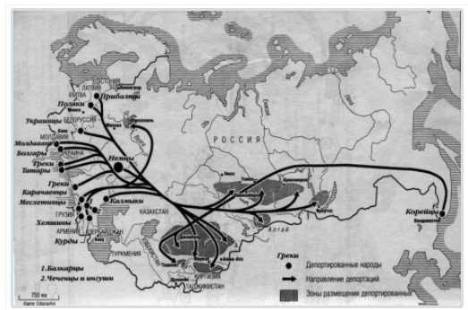 Let's examine this narrative by checking the timeline. The ethnic-based deportations and massacres started long before the war. In 1936 Ukrainian Poles were deported to Kazakstan en masse. In 1937 - Far Eastern Koreans. In 1938 - Chinese