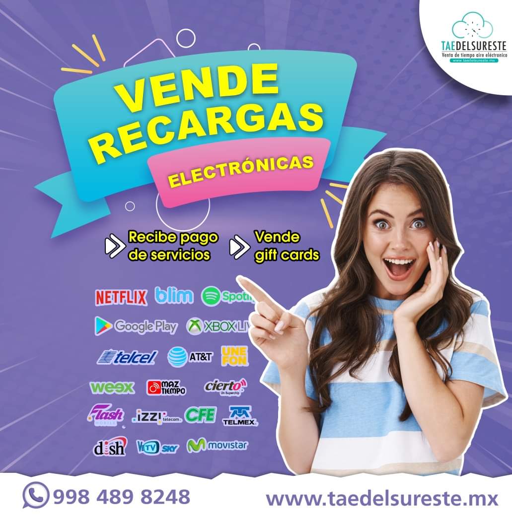 Taedelsurestemx's tweet photo. Vende recargas electrónicas SIN cargos por operación!. Aplicación de saldos 365 días, ofrecemos la mejor Comisión. Además pago de servicios y Pines Electrónicos. 
Regístrate GRATIS:
https://t.co/M6zMNRJI7O https://t.co/QU1tGQWVQr