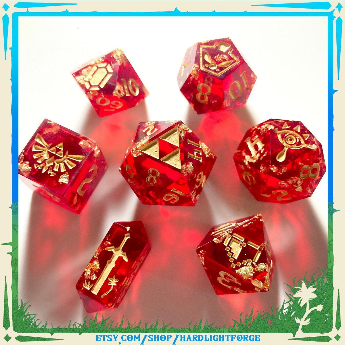 hardlightforge's tweet image. These are ridiculous in the right light.  #customdice #diceporn #legendofzelda #breathofthewild