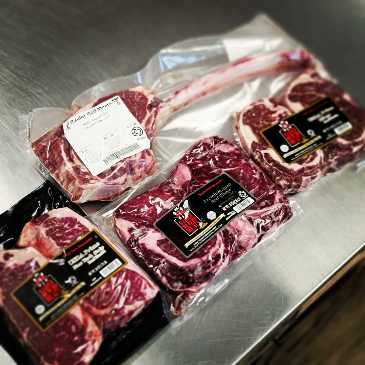 Now available exclusively at <a href="/kcgrillingco/">KC Grilling Company</a> are steaks from <a href="/Raider_redmeats/">Raider Red Meats🌵</a> in Lubbock,  TX. 

We have 2 pack Prime Ribeyes, 2 pack Dry Aged Ribeyes, 2 pack Prime NY Strips &amp; Tomahawk Ribeyes!  Great product at a great price for everyone!  

#kcgrillingco #olathe #steak #meat