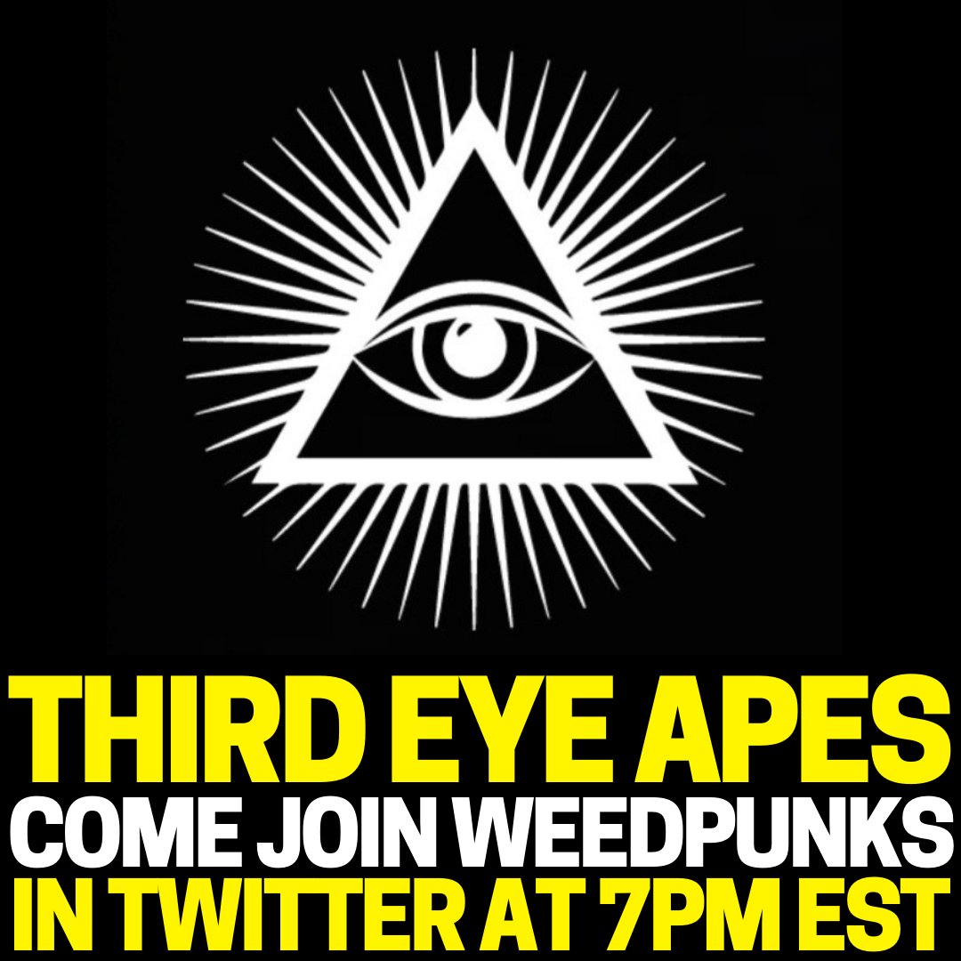 ThirdEyeSociety's tweet photo. Want To Win A V2 Third Eye Ape👀? Here's Your Chance....

🔗https://t.co/H805UcrxBq

➡️Join Us, Retweet, And Tag 3 Friends To Get On The 11:11 Giveaways For A Free Mint!

#Twitter #nftcommunity #thirdeyeapes #weedpunks #discord #nextlevel https://t.co/YuA4k8L4eD