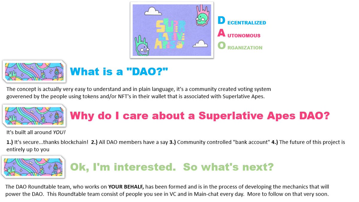 Noobadiah's tweet photo. Did somebody say, "Superlative Apes DAO?!" Why yes, yes WE did!  "We" being the community, LFG!!! #SLAPES @SuperlativeApes https://t.co/c0f88rLYB4