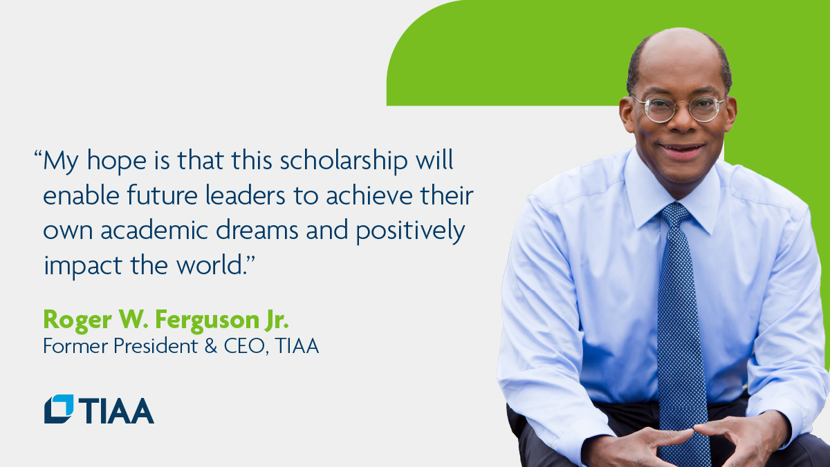 TIAA is proud to announce a $1.5M scholarship endowment for Howard University undergraduate students, named in honor of our former CEO, Roger W. Ferguson Jr. #TIAAProud ow.ly/nsHt50I4SeB