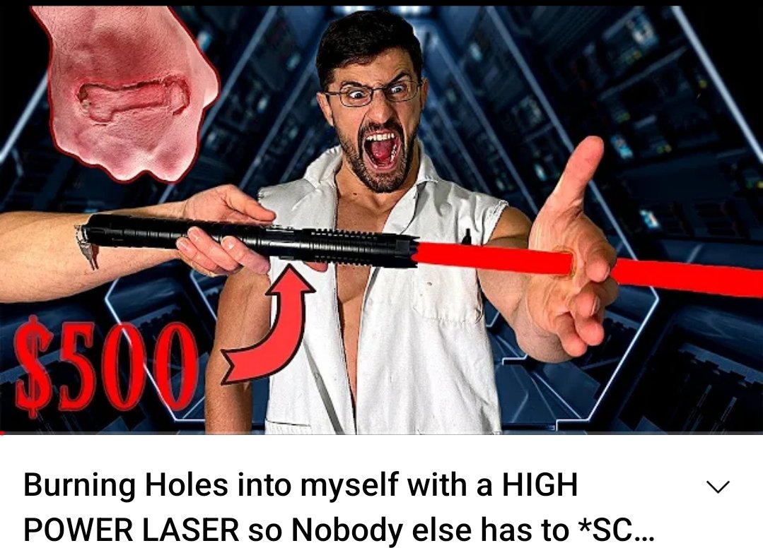 houstonjones26's tweet photo. NEW VIDEO! Watch me burn holes into myself with a high power laser!
- https://t.co/3shBi1UYT6 https://t.co/tHfbc7GTWE