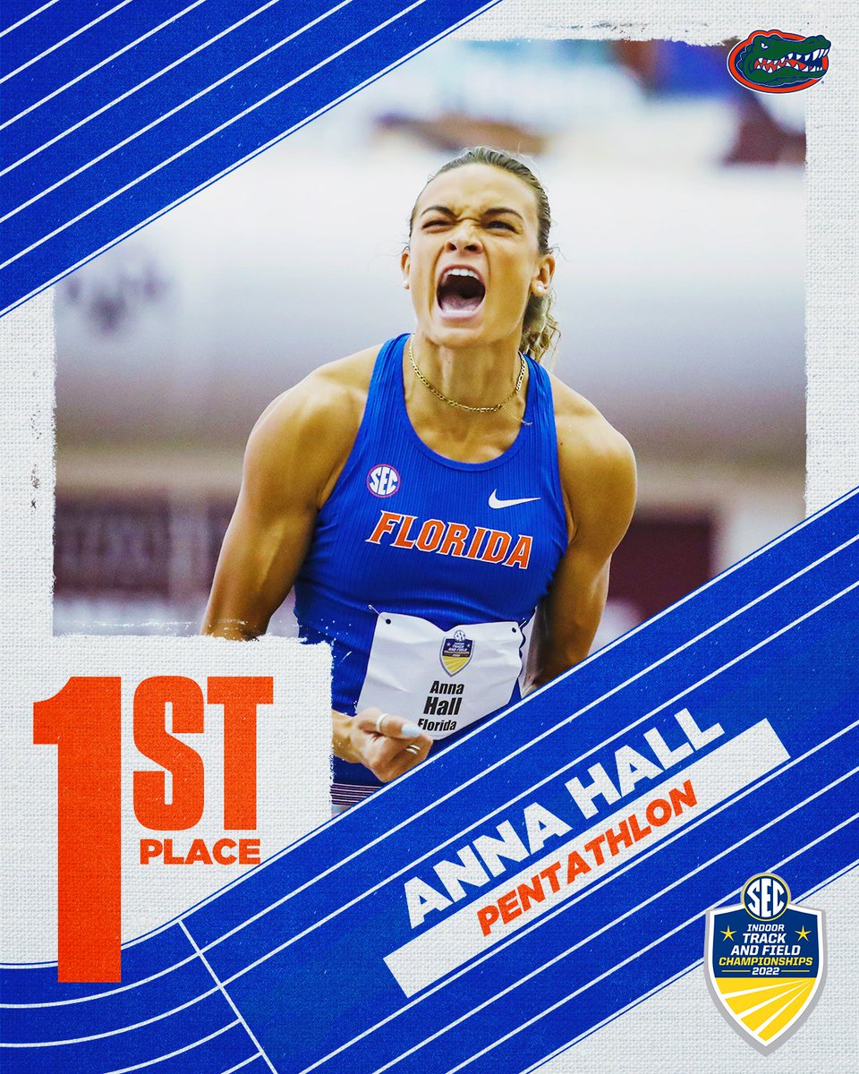 ANNA HALL MAKES FLORIDA HISTORY 🗣️

🔹First Pentathlon Champion in School History
🔹New School Record (4618)
🔹NCAA Leader
🔹Fastest 800m (Pentathlon) time in SEC Indoor 
     Championship History (2:05.33)
🔹Personal Record