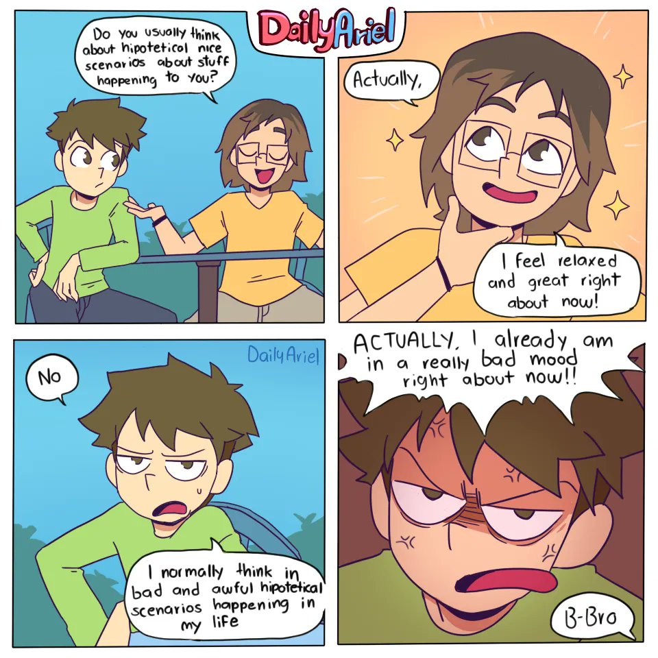 DailyAriel's tweet photo. Let's try to be a liiiitle more positive ✨ #comicstrip #dailyariel https://t.co/QGOMtC6xsM