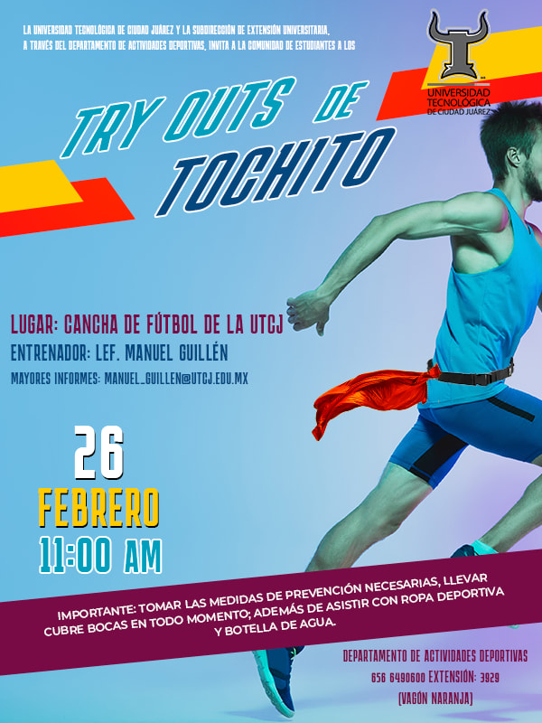 ¡DEMOSTREMOS EL PODERÍO DE LOS TOROS BRAVOS!
Únete a nuestro equipo de Tochito 💪💪
Los esperamos en los try outs este 26 de febrero de 2022.
#FuerzaTorosBravos
#SeguimosTrabajando
#OrgulloUTCJ