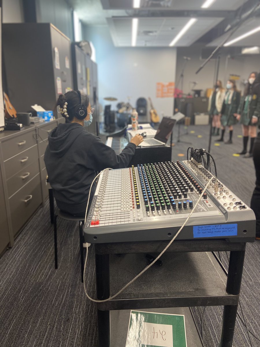 A student recording the tracks of beautiful performance, from our senior choir, in our Production and Performance Studio! So fortunate to have such an amazing team of faculty working with these students!  You’ll have to wait until we celebrate International Women’s Day to see!