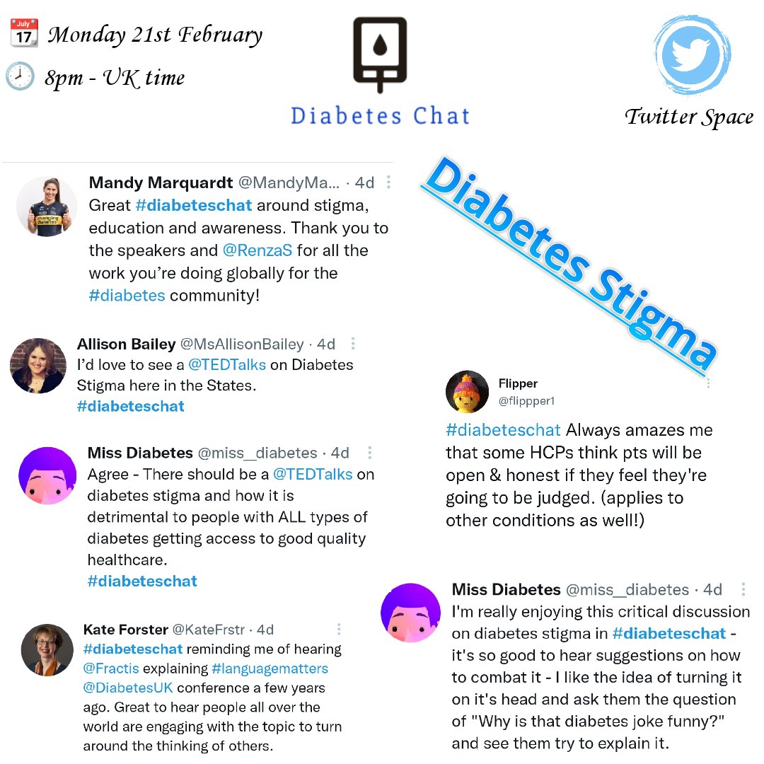 welshy_89's tweet photo. This week on the #diabeteschat we talked about diabetes stigma's with lots of people from all around the world and heard their powerful voices. 🌍🗣️ Check out some of the discussions in the visuals below.💙 https://t.co/aQkLeSZ9yt