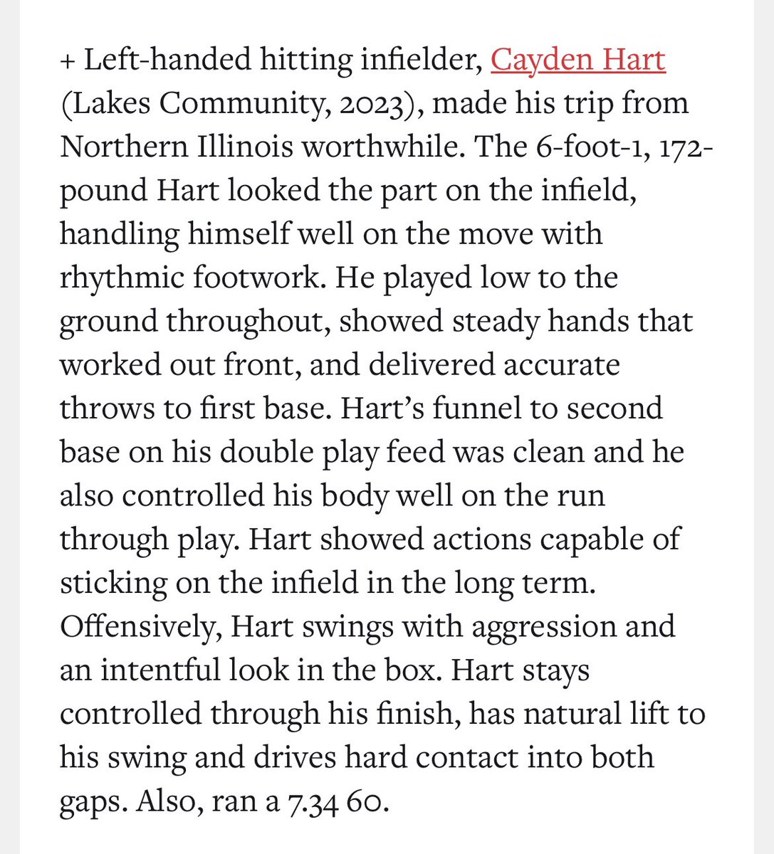 caydenhart27's tweet photo. thank you @PBRIllinois for the defensive write up!! going to continue to work hard💪🏼 . happy to be top 3 for avg distance and max distance w/ the bat as well. @AnthonyGliffe @WillFarmer95 @ILlightning @Lakes_Baseball @MWRecruitingLLC @UCBPlayersIG @PrepSoutheast https://t.co/X1XAKQ1EGd