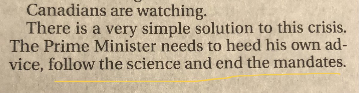 rickloewen's tweet photo. OMG. #TedFalk just ended his weekly “column” with this. The ONLY MP who has not disclosed his vax status. The MP who said if you’re vaxxed you are 13 x more likely to get covid. https://t.co/to3WktDLA0