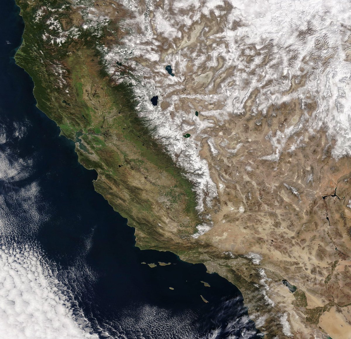 Incredibly clear shot of California today from space. Stunning.