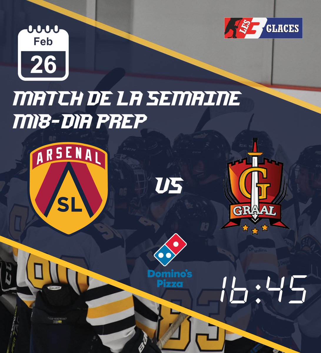 HockeyASL's tweet photo. 🔥Match de la semaine🔥
Présenté aujourd’hui par Domino’s Pizza, met en vedette notre équipe M18-D1a/Prep School alors qu’elle affronte @graal1954.
Avec une victoire la semaine dernière, l’ASL a pris la tête du classement de la section LHPS.
Bon match !
#GoASL https://t.co/Yc9EErGZEt