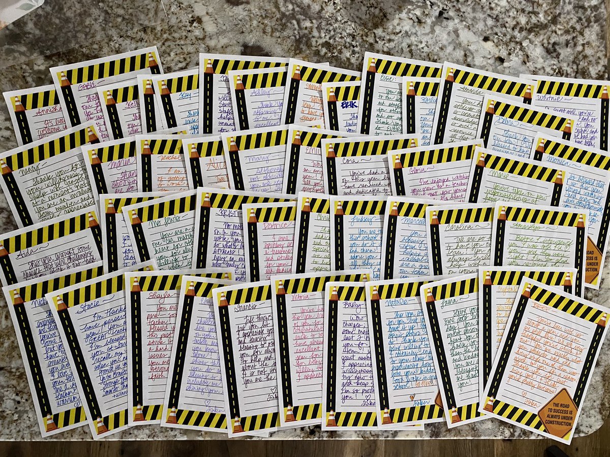 paulapbtinker's tweet photo. Ice/snow days gave me time to โbuild upโ my staff. 48 personalized notes later and my heart is full! โค๏ธ Never mind that itโs 5:30 and Iโm still in pjs! #WinningWork #WeLeadTX #WeBuildTheFuture https://t.co/MQpSlHNpgp