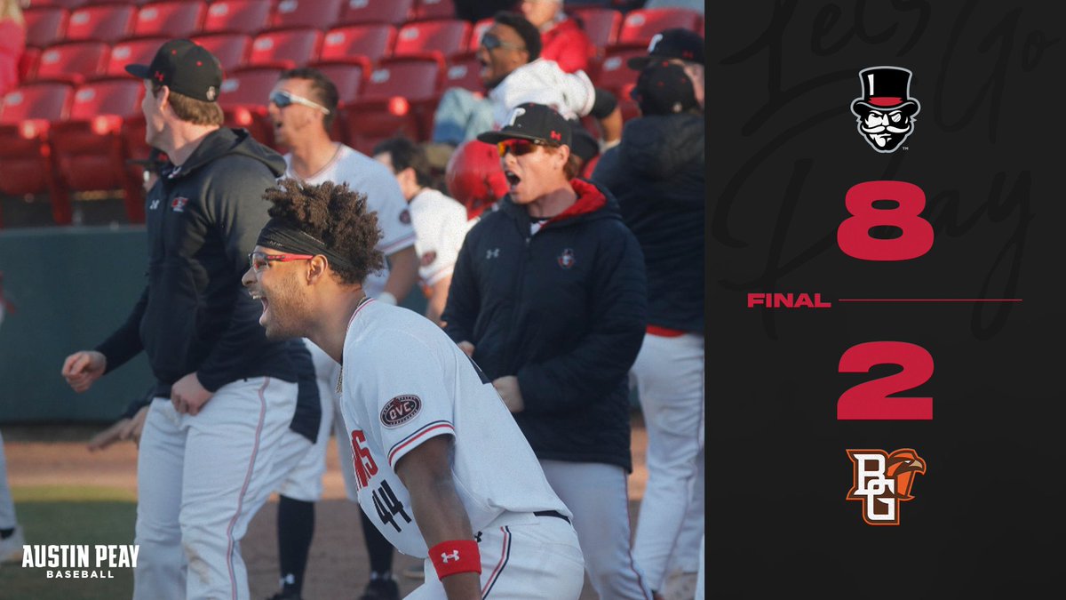 GovsBSB's tweet photo. 𝐆𝐎𝐕𝐒 𝐖𝐈𝐍!!

The Govs score seven across the final three innings to take Game 1 against Bowling Green!

#LetsGoPeay https://t.co/PSZlyA1LLs