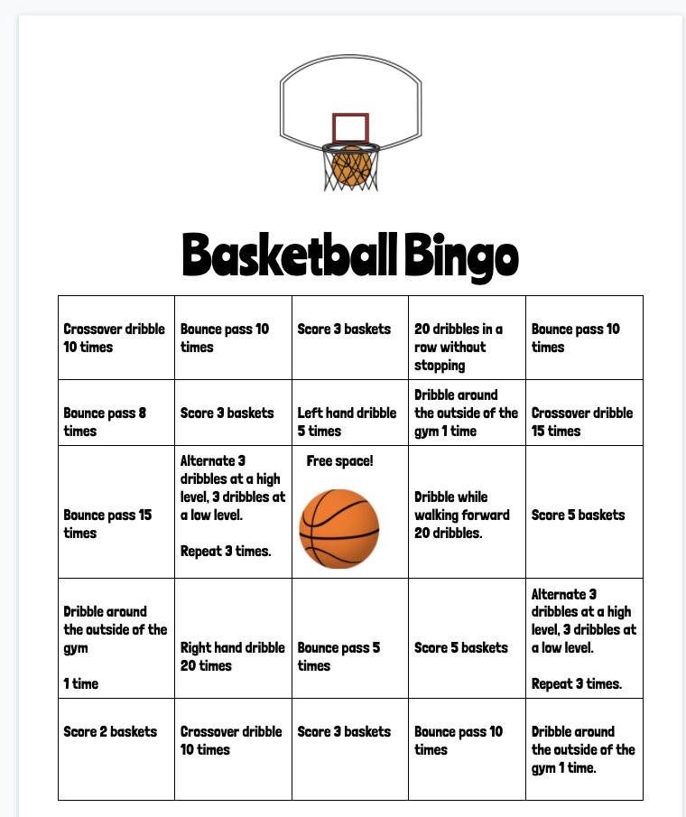 responsivePE's tweet photo. Basketball bingo warm up free for the taking! Includes dribbling, shooting and passing challenges. Can be completed with a partner or solo.
https://t.co/mm3mmKBz0i
#physed #elementaryPE #espechat https://t.co/mSuVbd3XSr