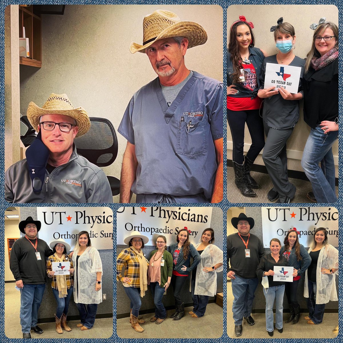 Shafer5The's tweet photo. Happy Go Texan Day from the staff at UT Ortho Kingwood! 🤠🧡 #utorthokingwood #utorthopedics #hlsr2022 #gotexanday #workfamily #houstonrodeo #utortho #utortholookslikethis @ortho_ut https://t.co/i95sLprPr8