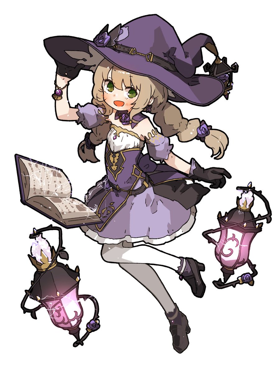 lisa (genshin impact) 1girl hat witch hat book green eyes solo white background  illustration images