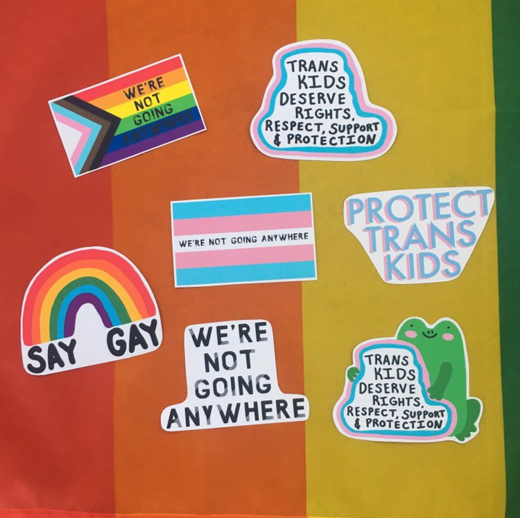 Queer &amp; trans ppl in states trying to pass awful legislation: We see you. You matter, your identity is valid, &amp; we're not giving up on you.

100% profits from these Etsy stickers will go to fight this. If u live in one of those states &amp; can't afford a sticker DM me💛

#DontSayGay
