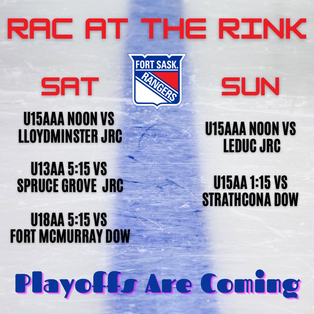 Our RAC teams are getting close to the end of the regular season. Playoffs are coming!!!! #RedBuckets <a href="/RAC_U15_AAA/">Fort Saskatchewan U15AAA Enhance It Rangers.</a> <a href="/RAC_U18AA/">Fort Sask U18AA Rangers</a> <a href="/RAC_U15AA/">Fort Sask U15AA South Fort Chevrolet Rangers</a>