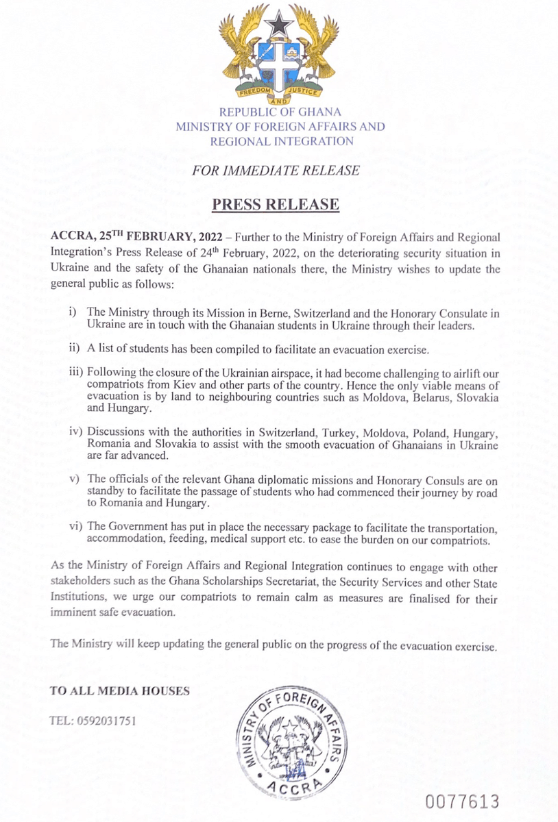 GhanaMFA's tweet photo. Press Release. #GhanaMFA https://t.co/PZQWCLkBjp