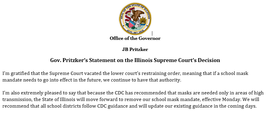 GovPritzker's tweet photo. My statement on the Illinois Supreme Court's decision. https://t.co/juZwV1BuuS
