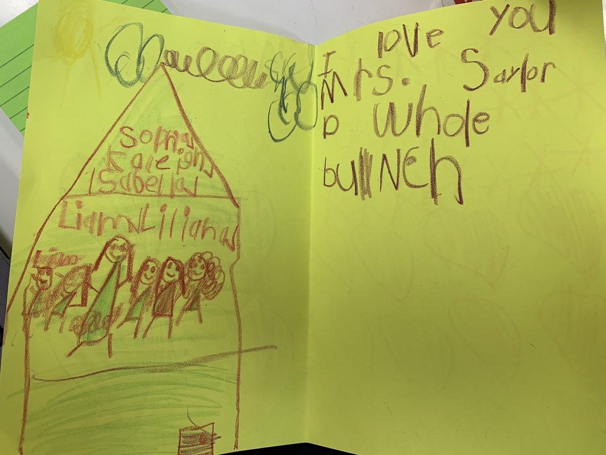 sandrasaylor30's tweet photo. A student gave me this card this week. I love the image of all of us in the school house. @abetterfairview https://t.co/bfbXImHATK