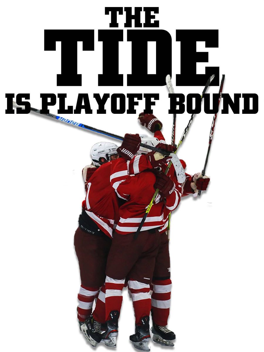 AlabamaHockeyD2's tweet photo. Your University of Alabama Hockey Team is GOING TO PLAYOFFS! With a win tonight against Ole Miss, the Tide will travel to Huntsville to compete in the College Hockey South tournament making its first playoff appearance since 2014. THE TIDE, IS ON TOP
#RollTide #HockeySchool #RMFT https://t.co/3hQzS0rcoq