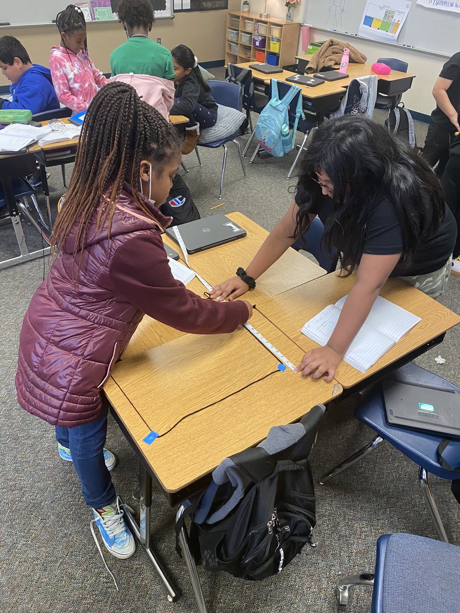 MrsGeegan's tweet photo. Round 2! String ✅ Measuring tape ✅ Tape✅ Now, let’s discover the missing dimension! #AfternoonClass #BridgesMath #AreaPerimeter #StringRectangles #WeAreInTheLearningPitTogether @AliciaChavezNBE @HumbleISD_NBE @HumbleElemMath https://t.co/kj7CQysGYo