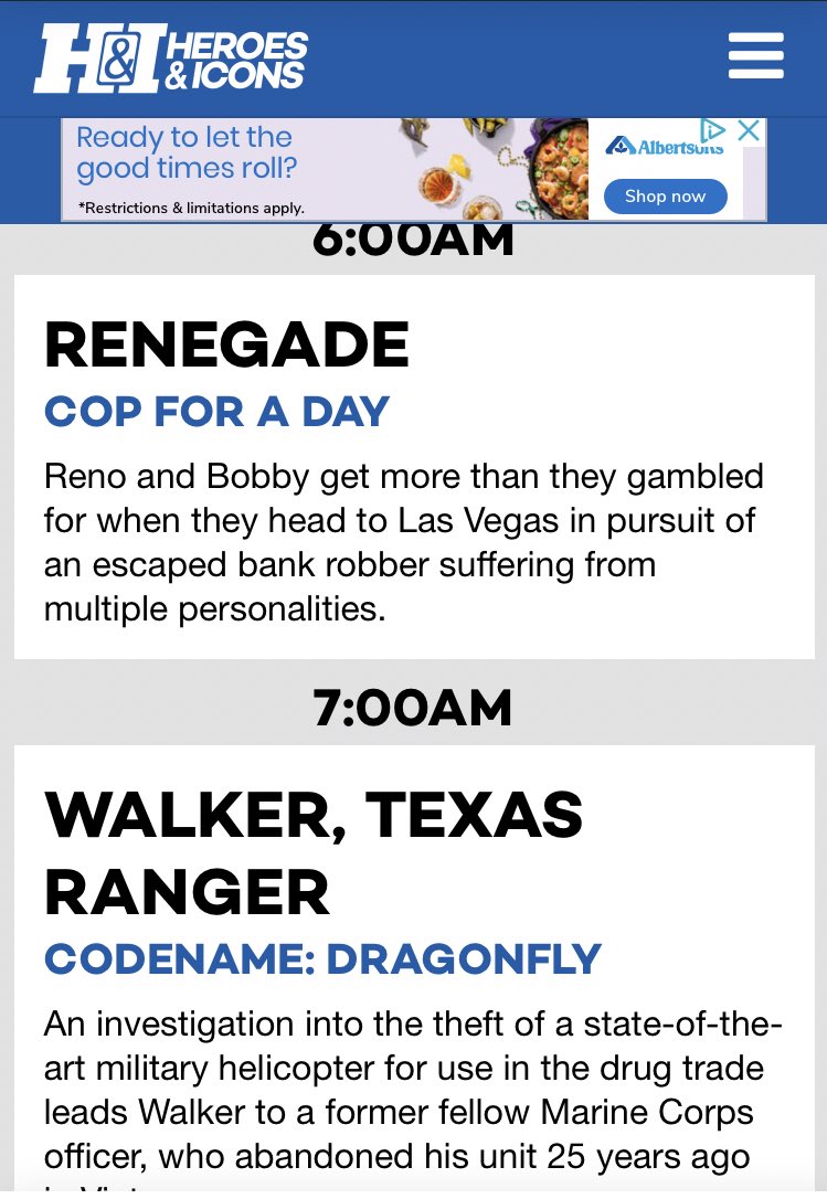 MarshallRTeague's tweet photo. As if #Saturday could start ANY better it’s a triple Teague’d #SuperSaturday EARLY morning FULL of #Classic #Teaguertainment w #Renegade Ep #CopForADay followed by #WalkerTXRanger Ep #CodenameDragonfly
#MacGyver Ep #MacGyversWomen
ALL on @handitvnetwork
#WeekEND well EVERYone✌️ https://t.co/SrD0Zo0dDb