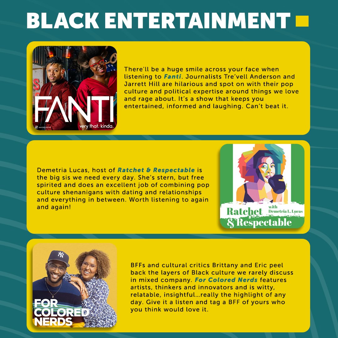 We've rounded up our favorite #truecrime &amp; entertainment podcasts just for you. TBH, they're all a must-listen. Give these creators a follow and look out for new episodes if you find one you love.  #AmplifyBlackVoices #BlackHistoryMonth promo.wondery.com/hear-their-voi…