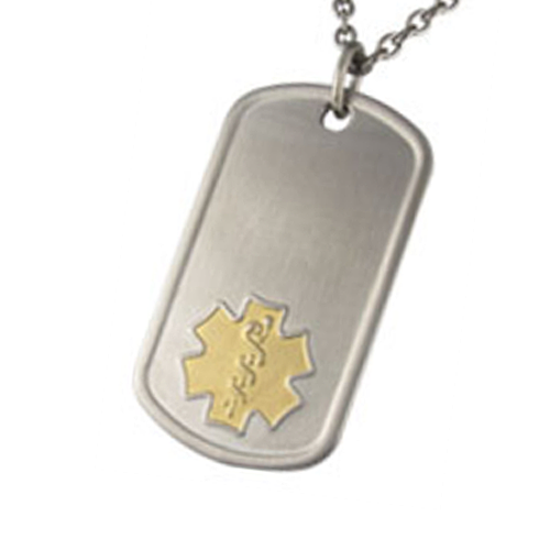 ElegantMedAlert's tweet photo. Love the necklace I ordered! Great quality, looks beautiful and fit all of my info on the back. Very impressed and highly recommend!... Melanie G. from South Carolina
Titanium Dog Tag Pendant with Gold Medical ID Symbol
SHOP NOW: https://t.co/qVwV4dfKLa https://t.co/XEhyzCaLgS