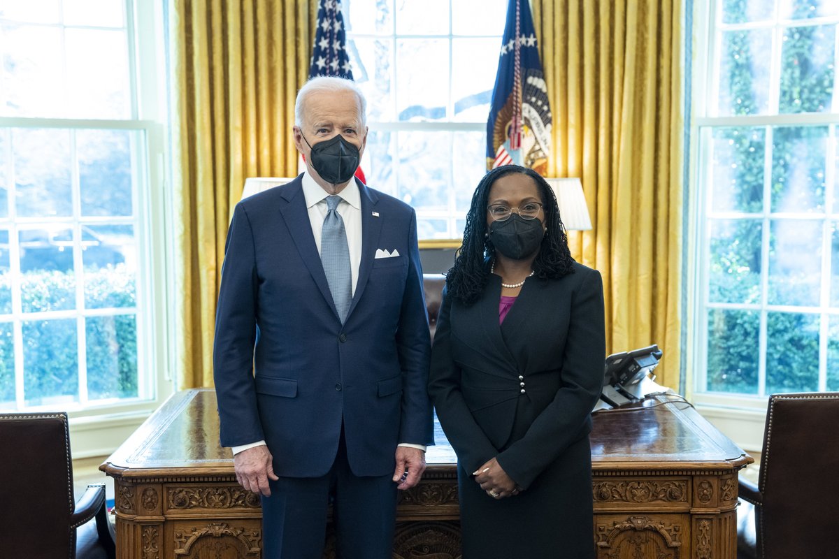 WhiteHouse46's tweet photo. Today, President Biden nominated Judge Ketanji Brown Jackson, one of our nation’s brightest legal minds to the Supreme Court.

Judge Jackson is currently serving on the U.S. Court of Appeals for the D.C. Circuit and has strong, broad experience across the legal profession. https://t.co/p0GO7pfiEY