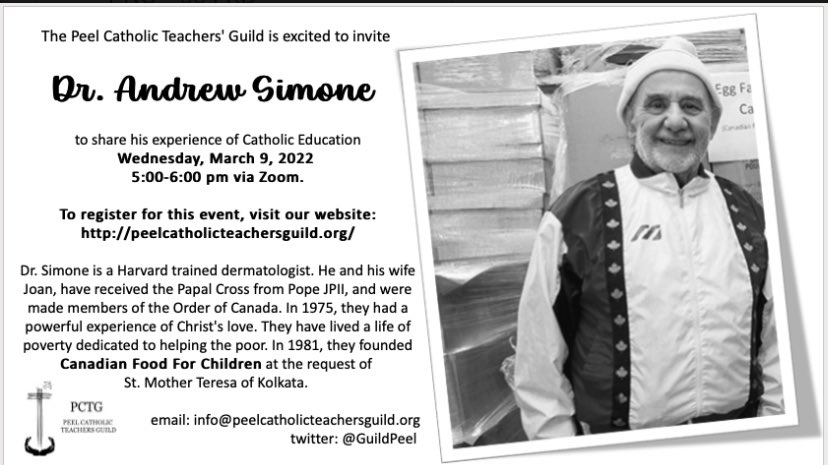 GuildPeel's tweet photo. Join us for an evening with Dr. Andrew Simone, a Harvard trained dermatologist, who will be sharing his experience of Catholic Education with the Guild on March 9, 5:00-6:00 p.m. To register for this event, visit: https://t.co/W1Ij2SrUVD https://t.co/LySgTvSexB