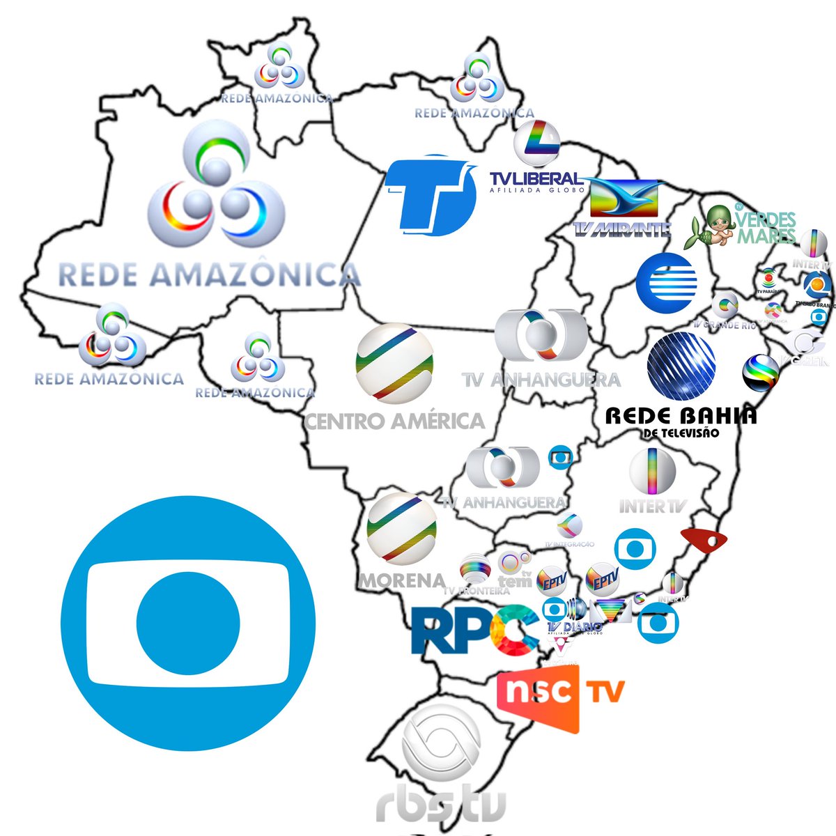 vodimtenigranku's tweet image. Mapa: Emissoras da Globo pelo Brasil 😶‍🌫️