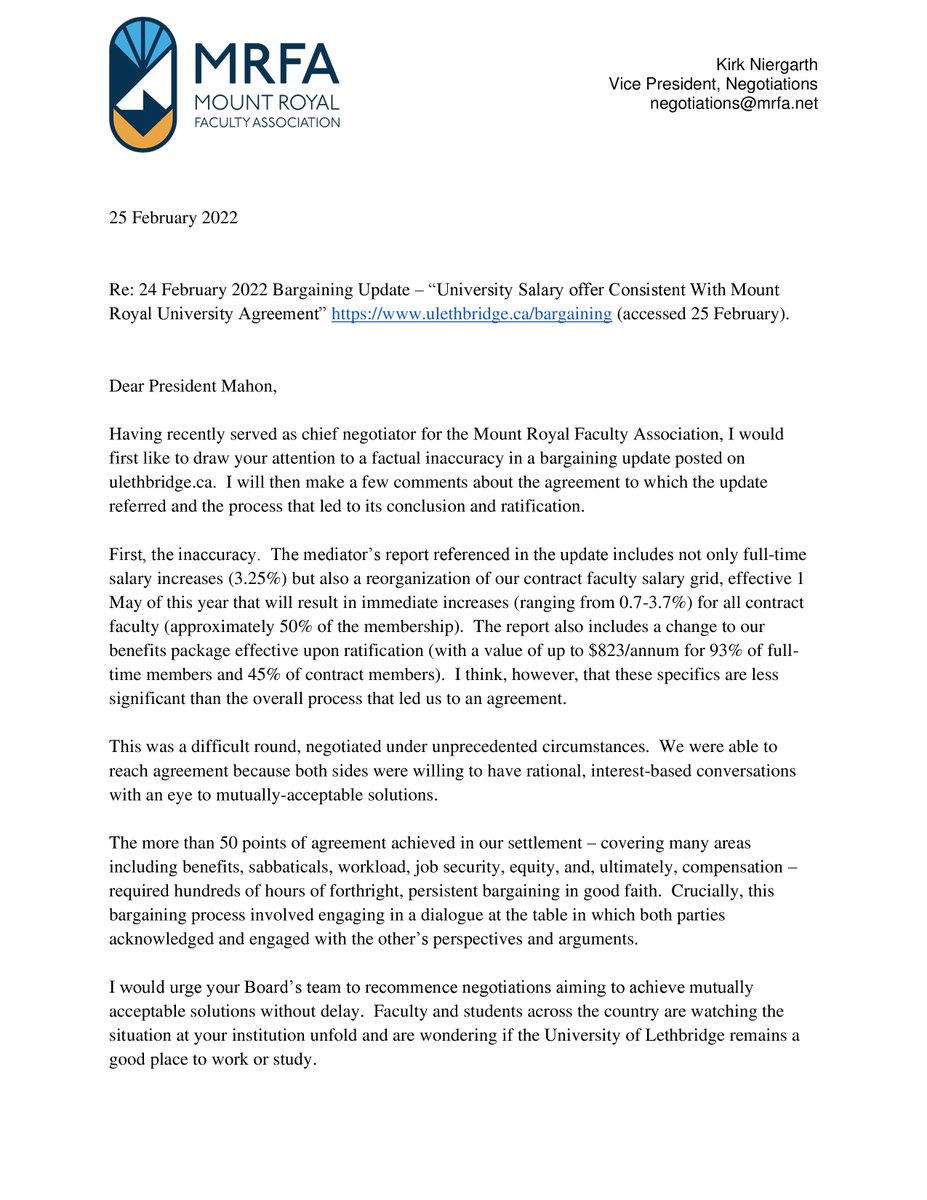 MRU Faculty Association tweet media