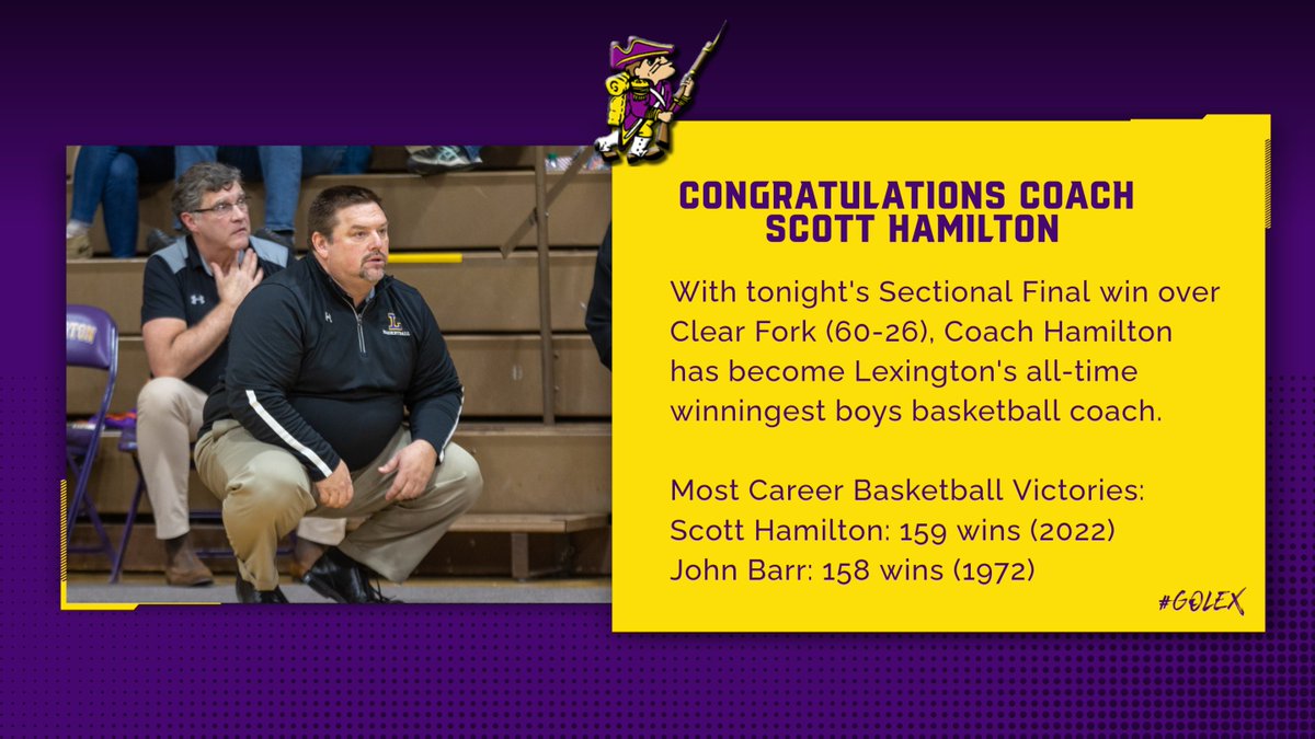 Congratulations Lex: Sectional Champions
Congratulations Coach Hamilton: Win #159