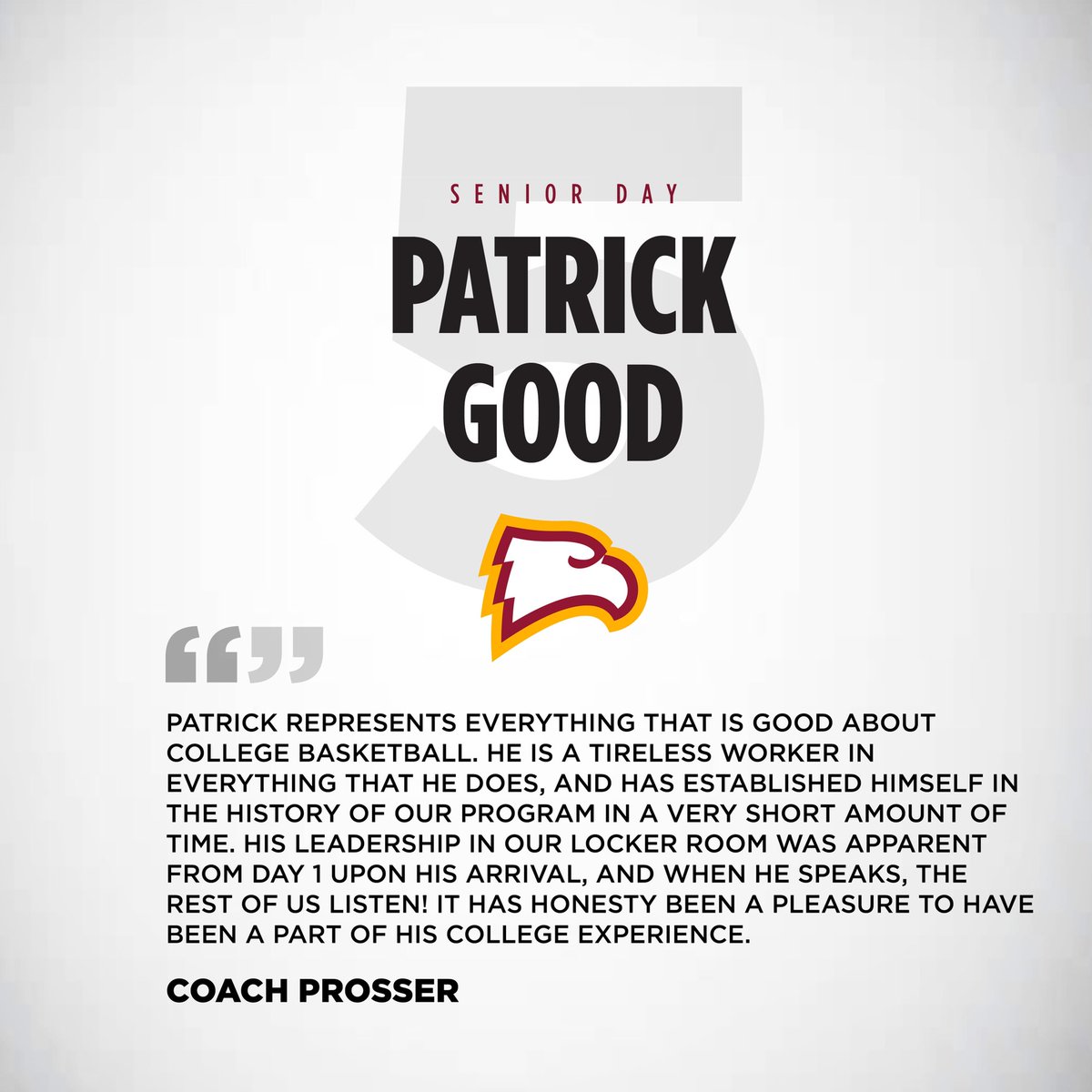 Winthrop_MBB's tweet photo. 𝐓𝐡𝐚𝐧𝐤 𝐘𝐨𝐮 𝐏𝐚𝐭

Honoring our seniors tomorrow. Come join the celebration! Ceremony begins at 3:40 PM. 

#ROCKtheHILL https://t.co/Tp87mbq7G2
