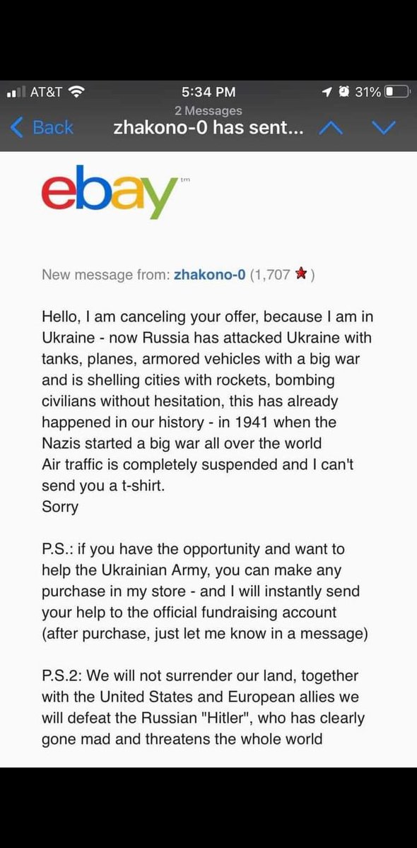 sinful_princ3ss's tweet photo. Friend of mine tried to purchase an item on ebay from a seller he didnt realize was in the Ukraine...heres the sellers response... https://t.co/VlZ9NsMij8