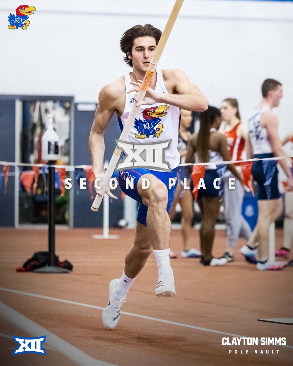 Kansas Track & Field x Cross Country (@kansastfxc) on Twitter photo Quite the #Big12TF debut for <a href="/claytonsimms1/">clayton_simms</a>! π
As a freshman, Clayton places second overall with a jump of 5.37m (17-7.25 ft.) #KUtrack Quite the #Big12TF debut for <a href="/claytonsimms1/">clayton_simms</a>! π
As a freshman, Clayton places second overall with a jump of 5.37m (17-7.25 ft.) #KUtrack