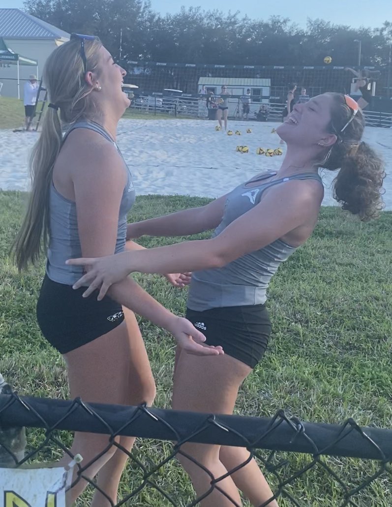 So proud of my girl today as she competed in her first official beach volleyball match versus the College of Charleston. She and her partner, Emily, were up 6-1 in the third set when their match was stopped due to time restraints. Go Bears!