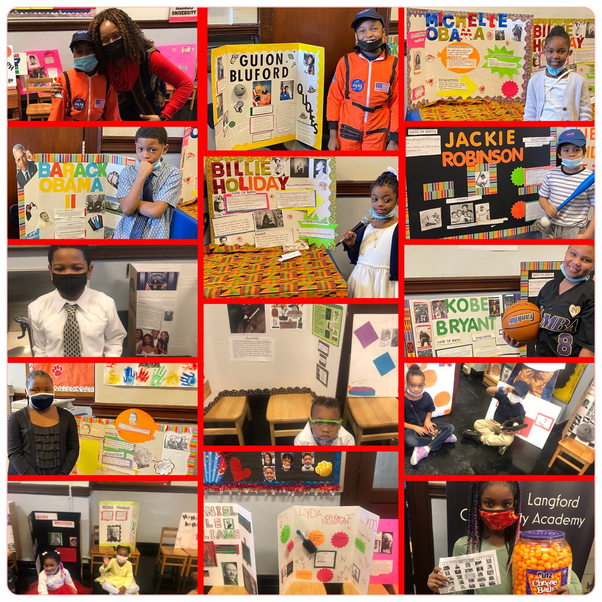 Our Pre-K through 3rd grade scholars hosted an African American wax museum today in the hallway for other grade levels to come through and visit as a gallery walk. Scholars dressed as the African American historian that they researched and gave a speech about. It was exciting!!!
