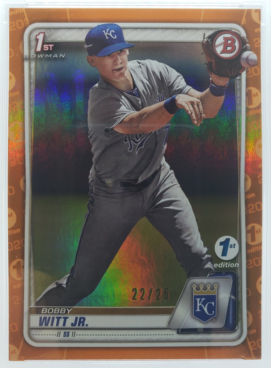 mathiesoncards's tweet photo. Bobby Witt Jr 1st Bowman Chrome orange just sold for $5700, is it time to sell my first edition or continue to hold? https://t.co/ANqM5wPzEo