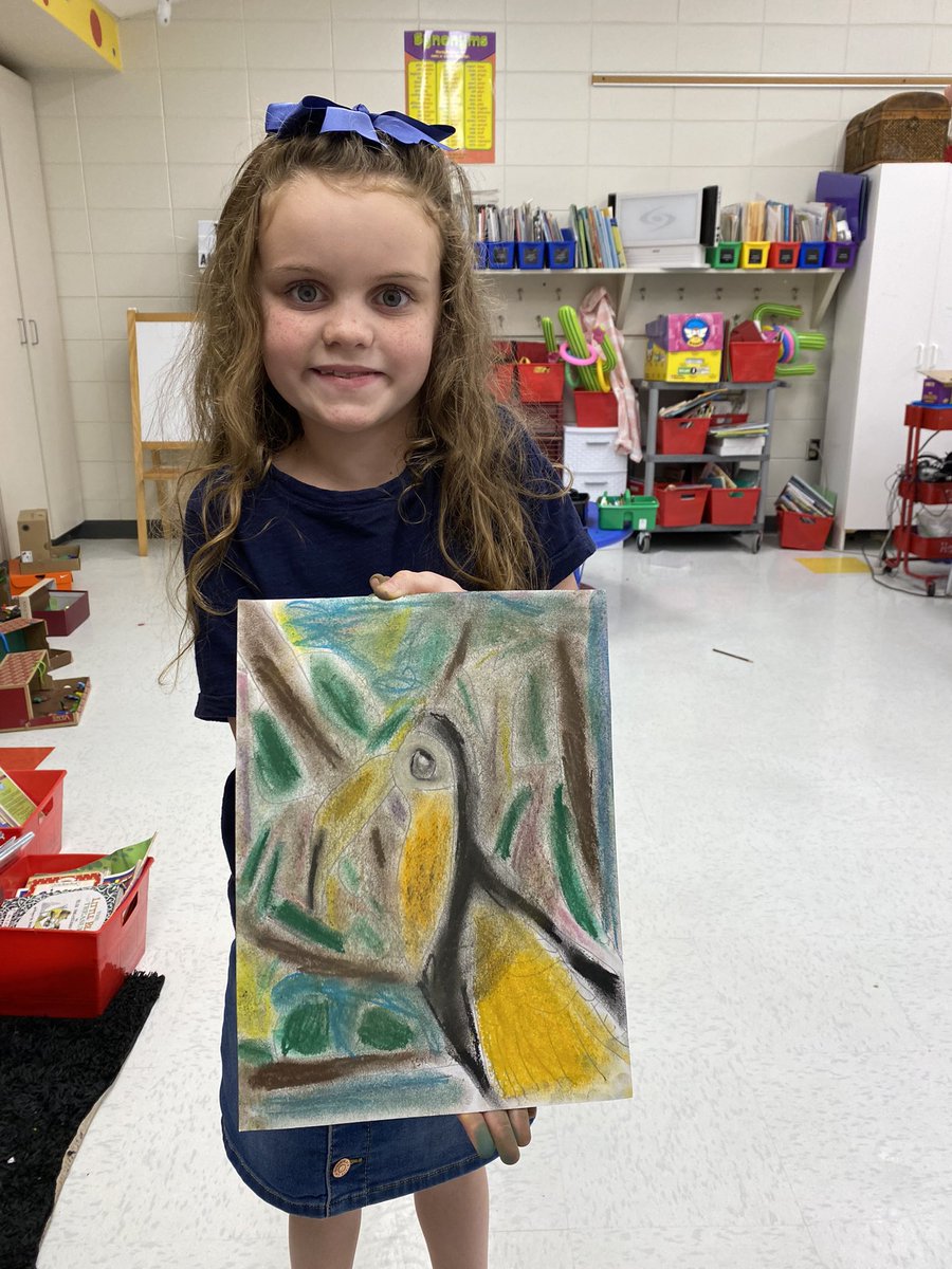 SusanFennell14's tweet photo. Oil pastel toucans complete with research make for a busy 2days. Wrapping up the rainforest and our next unit is going to be OUT of this world, stay tuned! RHPSisthebest https://t.co/IewBpu7Vxj