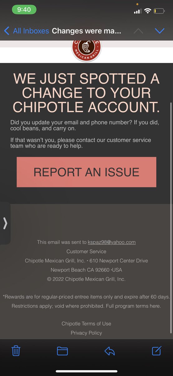 kendallspiz's tweet photo. #thankschipotle @ChipotleTweets someone hacked my account in ALABAMA, I called the location, manager said they could do NOTHING about it. Guy robbed me from NEW JERSEY. https://t.co/KysFOIHlVu